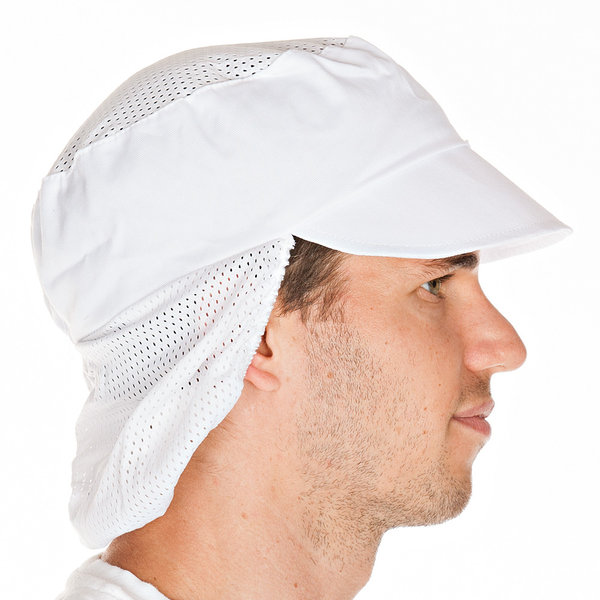 Schildmütze mit Haarschutz und Netzteil aus Polycotton, Einheitsgröße, 5 x 10 Stück, weiß