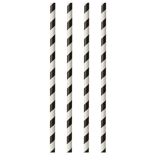 Trinkhalme aus Papier Ø 6 mm · 29 cm schwarz/weiss "Stripes" 1.000 Stück