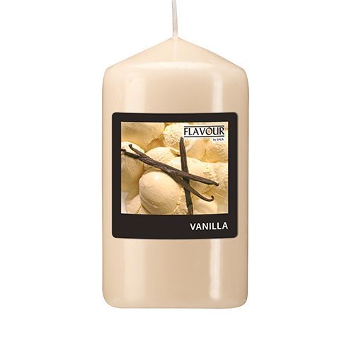 Duft-Stumpenkerzen, Vanilla, Ø 58 mm · 110 mm, "Flavour", 6 Stück