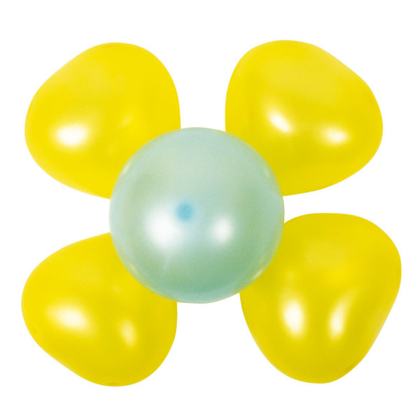 Luftballon Dekoset 2 Blumen, gelb-grün, 2 Stück