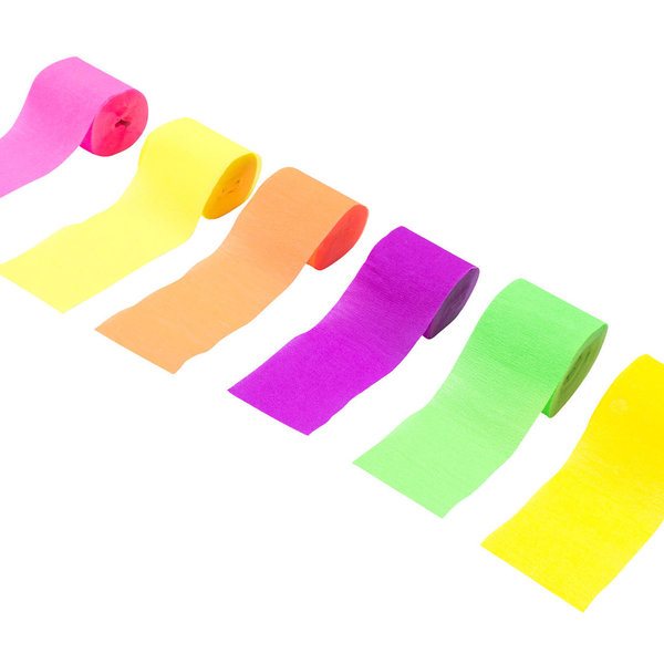 Kreppband, neon, 6 Farben gemischt, 6 Stück