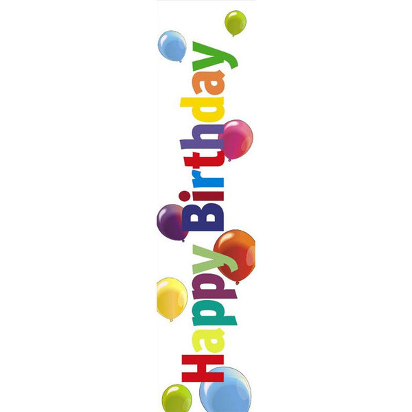 Banner Happy Birthday Luftballons wetterfest, weiß-bunt, 1 Stück