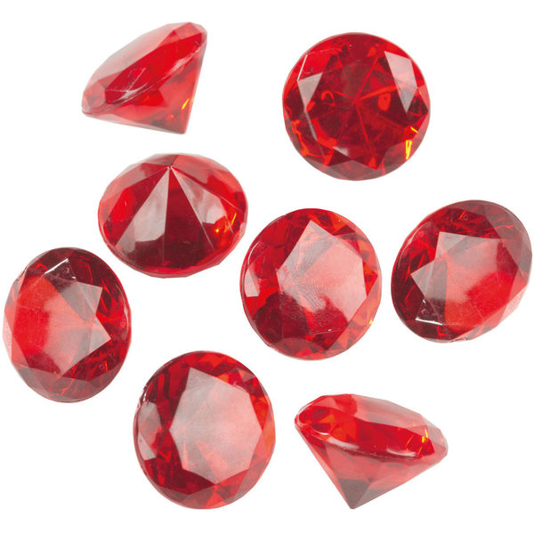 Deko-Diamanten, Ø 3cm, rot-klar, 18 Stück