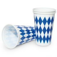 10  Kunststoff Trinkbecher Bayern Oktoberfest, weiß-blau