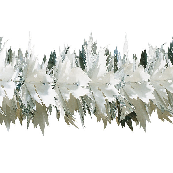 Foliengirlande Blüten, silber-weiß