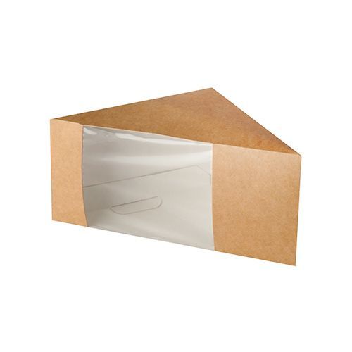 Bio-Sandwichboxen, Pappe mit Sichtfenster aus PLA "pure" 12,3 x 12,3 x 8,2 cm braun 50 Stück