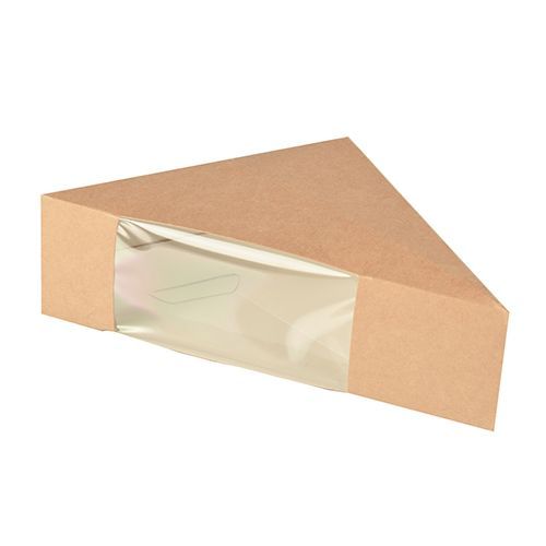 Bio-Sandwichboxen, Pappe mit Sichtfenster aus PLA "pure" 12,3 x 12,3 x 5,2 cm braun 50 Stück