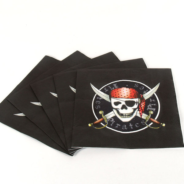 20  Servietten Piraten, schwarz-rot