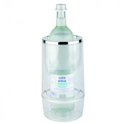 Flaschenkühler  transparent, doppelwandig für beste Isolierung, mit Chromrand, 1 Stück