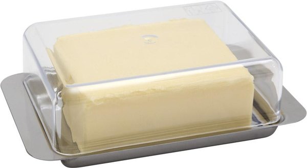 Kühlschrank-Butterdose,10 x 16 cm Höhe 5,5 cm, Edelstahl  Material Edelstahl 18/0, Polystyrol